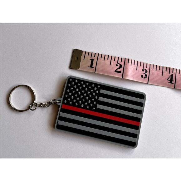 Thin Red Line American Flag Keychain - Picture 2 of 7